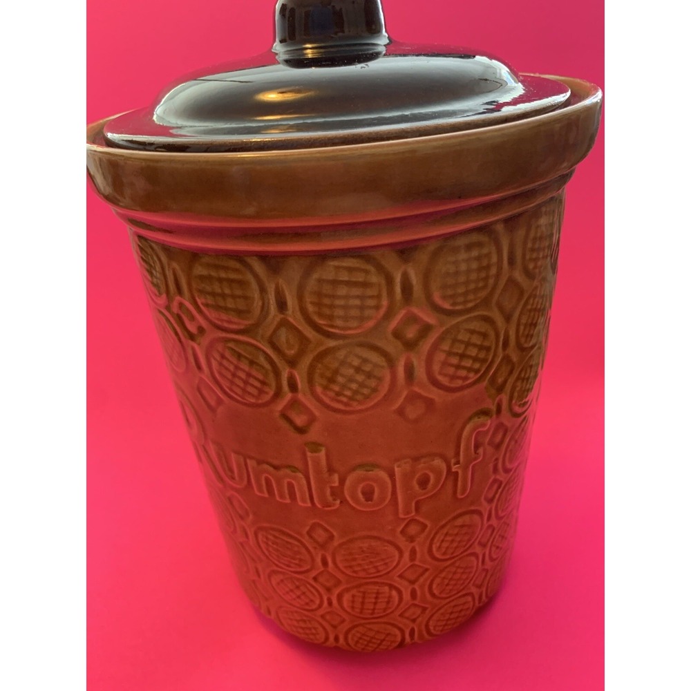 Vintage Large 9.5" RUMTOPF CROCK Canister Jar Fermenting Pot Brown JASBA Germany